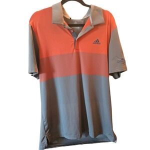 Adidas Shirt Eagle Trace Golf Club Mens Gray Orange‎ Collared Shirt  #457